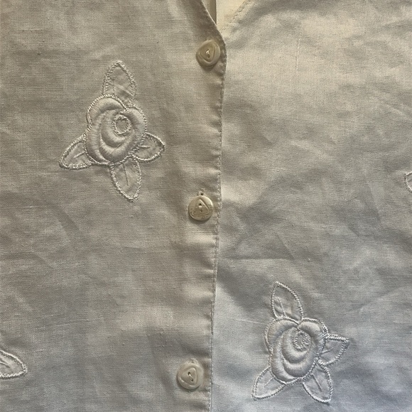 Vintage Handmade White Embroidered Button-Down Top – Size S (Approx.) - Picture 4 of 4